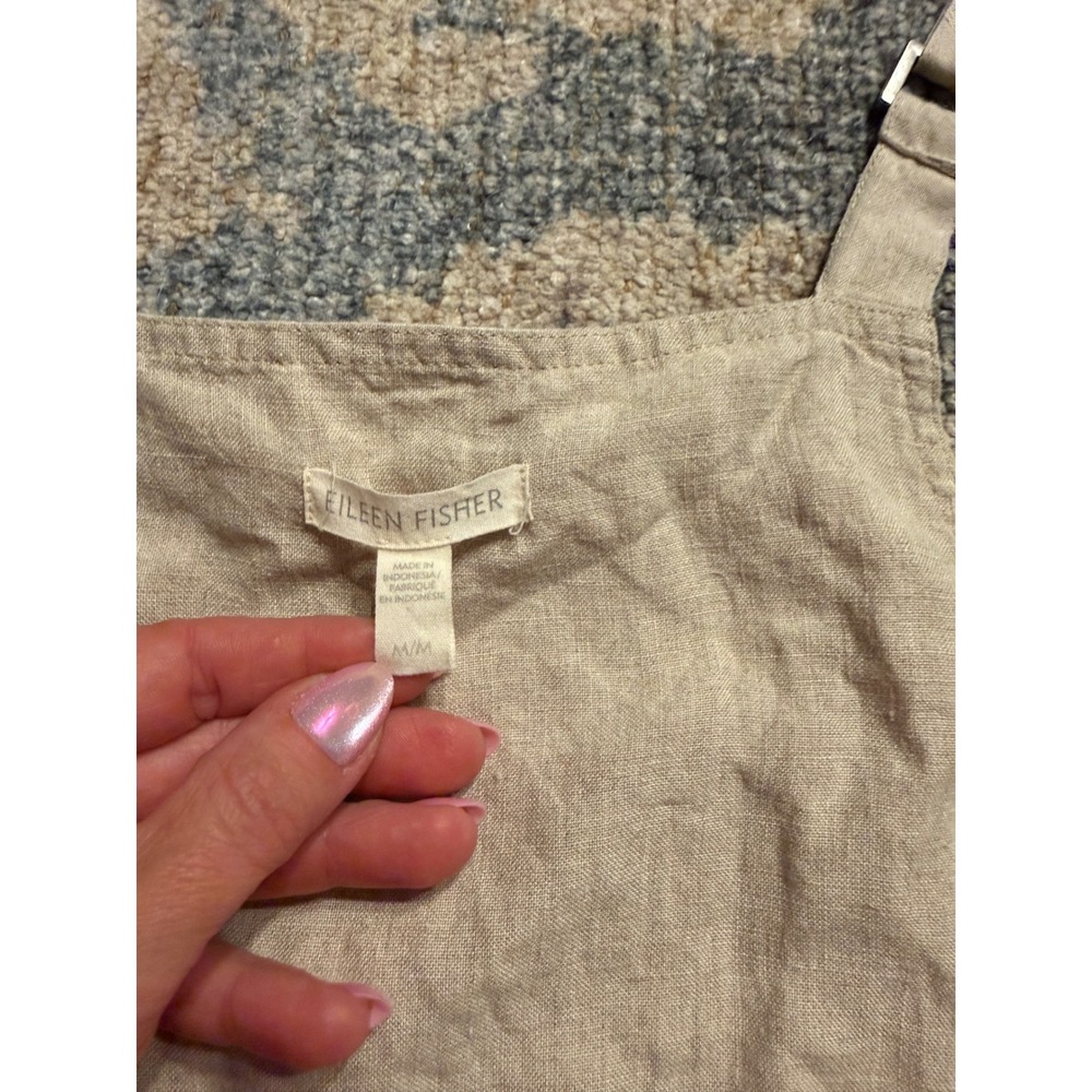 Eileen Fisher Cropped Organic Linen Overall Jumpsuit Medium Excellent Condition - Picture 2 of 7